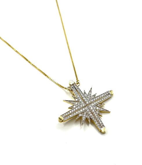 14K Gold & Diamond Classic Star Of Bethlehem Opening Magnetic Necklace